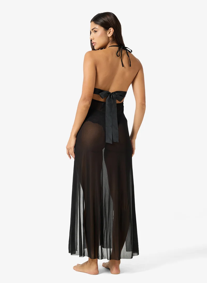 ELLA Sheer Night Dress with Lace Trim